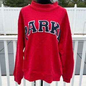 Parke Varsity Mockneck Sweatshirt Red Navy XXL